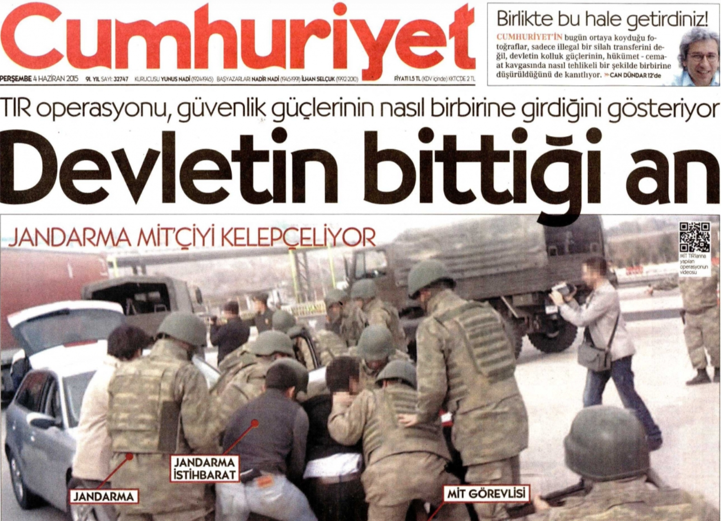 Zeitungsausschnitt der Cumhuriyet vom 4. Juni 2015